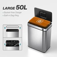 Poubelle de recyclage 13 gallons, design compact, anti-odeurs, conforme à la norme REACH, pour restaurant