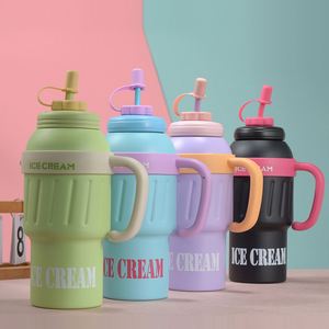 304/201 Stainless Steel Vacuum Insulated Cold Hot Thermos Cup Straw <b>Large</b> Capacity 6-12 Hours Thermal Insulation <b>Gift</b> Packaging - Product Image 2