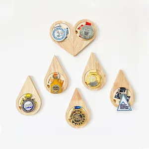 Creative wooden drop-shaped combination after love heart-shaped medal display stand personality drop wooden medal stand