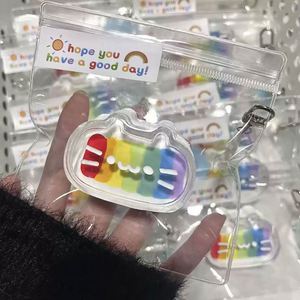 NOUVEAU Jouet anti-stress Kawaii en forme de chat, texture gelée collante, doux et arc-en-ciel, cadeau pour adolescents et adultes, thérapie de poche - Product Image 3