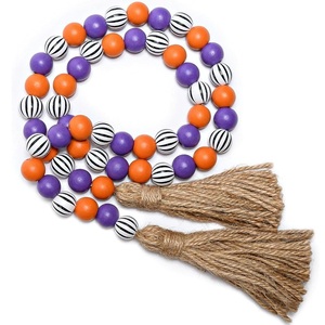 Art Deco Wooden Prayer Beads String Handicraft Wall Hanging Accent Home <strong>Festival</strong> <strong>Decoration</strong> Centerpiece Boho <strong>Table</strong> <strong>Decoration</strong> - Product Image 4