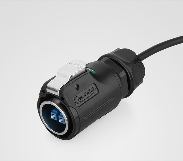 CNLINKO LP24 Waterproof Dual Mode Signal Connector Fiber Optic Connector with Dust Cover IP68 Circular Connectors