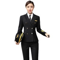 Vêtements de travail personnalisés Vêtements de vol Uniformes d'équipage de ligne aérienne et uniformes de combinaison de pilote bleu noir