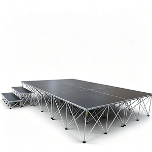 Plateforme de scène pliable en aluminium portable, noire, antidérapante, pour événements, conférences, expositions, spectacles - Product Image 1