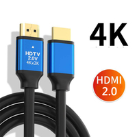 Cable HDTV 4K Chapado en Oro 2.0V con Doble Cubierta de Aluminio y Trenzado de PVC Macho-Macho para Proyector, Decodificador y Monitor de Computadora