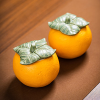 Harmony Wholesale Récipient alimentaire portable de haute qualité Boîtes de thé orange créatives en forme de fruit Bocaux de stockage en céramique