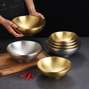 Stainless Steel Bowl Set Gold Silver Stackable Kitchen Bowls For Noodle Soup Salad Rice Mixing Conical Design - Product Image 1