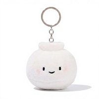 Porte-clés en peluche Kawaii en forme de pain vapeur, prêt à être expédié, pendentif en peluche sur le thème alimentaire, breloque de sac, accessoire visage souriant CE EN71 CPC ASTM
