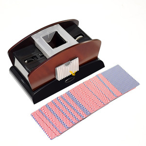 YH 4 <span class=keywords><strong>AA</strong></span> Baterías Shuffler Machine 2 Decks Barajador de tarjetas de madera para Casino - Product Image 4