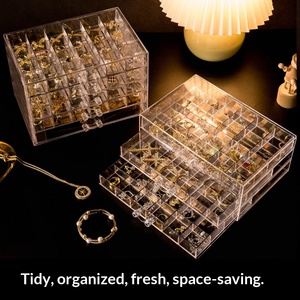 Scatola Portaoggetti in Plastica Trasparente Multistrato di Grande Capacità, Antiossidante e Antipolvere, per Gioielli da Scrivania - Product Image 3