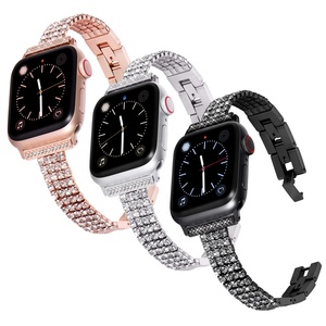 Para <span class=keywords><strong>Applewatch</strong></span> Band 38mm 40mm 41mm 42mm 44mm 45mm tamaño Rhinestone Metal joyería pulsera Correa con Bling Diamond Band - Product Image 6