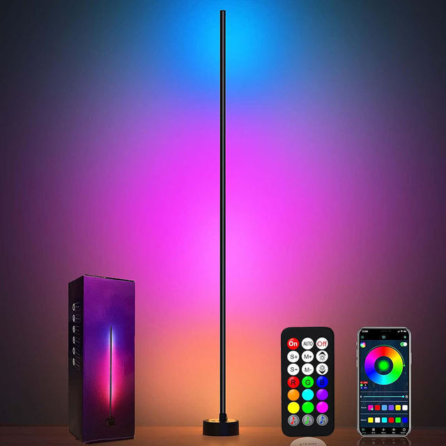 Modern IR APP Smart Control RGBIC LED Floor Lamp for Bedroom DIY Wifi Factory Price Standing Corner LED Light for Living Room