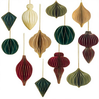 Lanternes en papier nid d'abeille de luxe personnalisées en gros, décorations suspendues pliables à bords scintillants 3D pour le Nouvel An, les fêtes et la maison