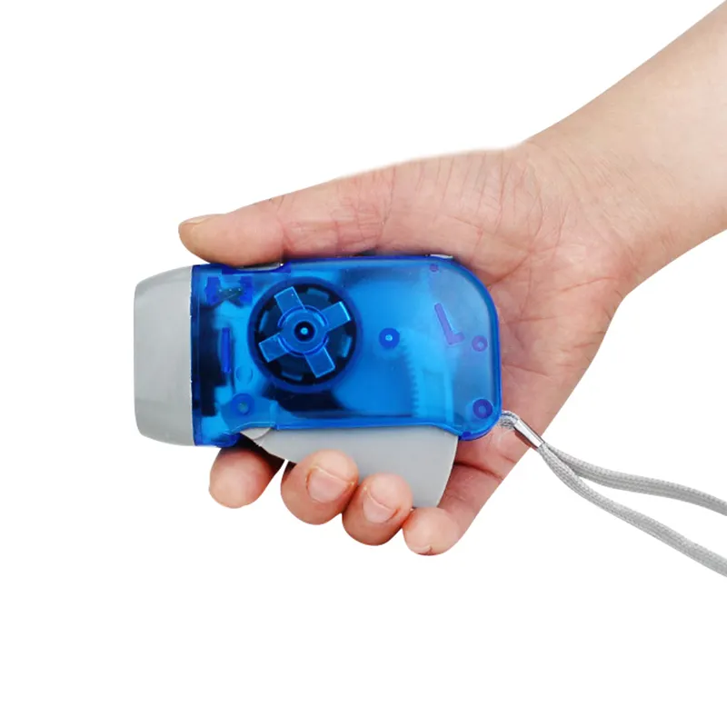 Günstiger Preis Tragbare Kinder Handkurbel Generator 3 LED Dynamo Mini Taschenlampe mit benutzer definierten Logo