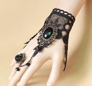 Conjunto de Collar y Pulsera de Estilo Gótico Punk Victoriano para Mujer, Collar de Encaje con Colgante, Gargantilla de Cristal - Product Image 3