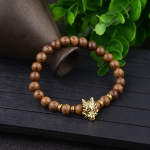 Pulsera de Piedra Volcánica Natural con Cuentas de Madera, Energía Curativa, Cabeza de Dragón - Product Image 6