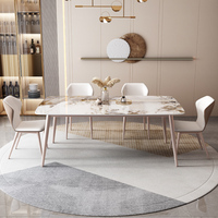 Ensemble de table et chaises de salle à manger rectangulaire en marbre moderne de luxe, 4 à 6 places, meubles classiques pour restaurant et salon, vente en gros