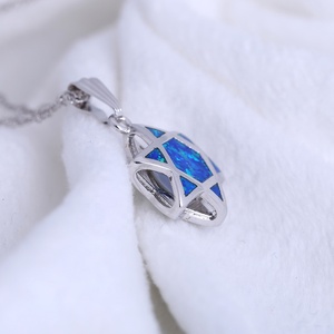 Interessante Collana con Pendente a Doppia Faccia Stella di <span class=keywords><strong>David</strong></span> Ebraica Chai in Ebraico Blu e Bianco con Opale di Fuoco, Gioiello da Regalo - Product Image 6