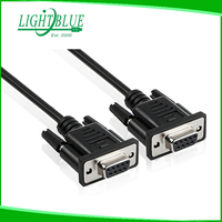 Cable Serial RS232 DB9 Negro de 2m, Cable de Transferencia de Datos Cruzado de 9 Pines Hembra a Hembra para Computadora, PC, PLC, Programación