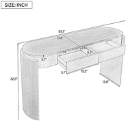 Table console d'entrée moderne avec rangement, construction en bois massif, finition en bois naturel et design cannelé