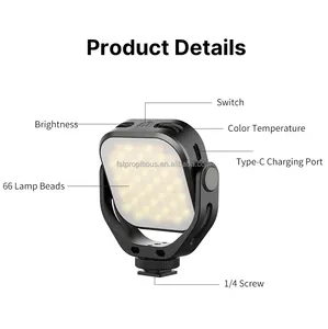 ไฟวิดีโอ LED แบบหมุนได้<span class=keywords><strong>360</strong></span> VL66 <span class=keywords><strong>ulanzi</strong></span> รองเท้าเย็น2000mAh แบตเตอรี่3200K-6500K สำหรับถ่ายภาพในตัวกล้อง - Product Image 5