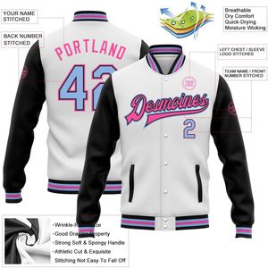 Custom <b>White</b> Varsity Baseball <b>Jacket</b> Leather Sleeve Personalized Letterman <b>Jacket</b> Stitched Name Number Logo Unisex Adult - Product Image 2