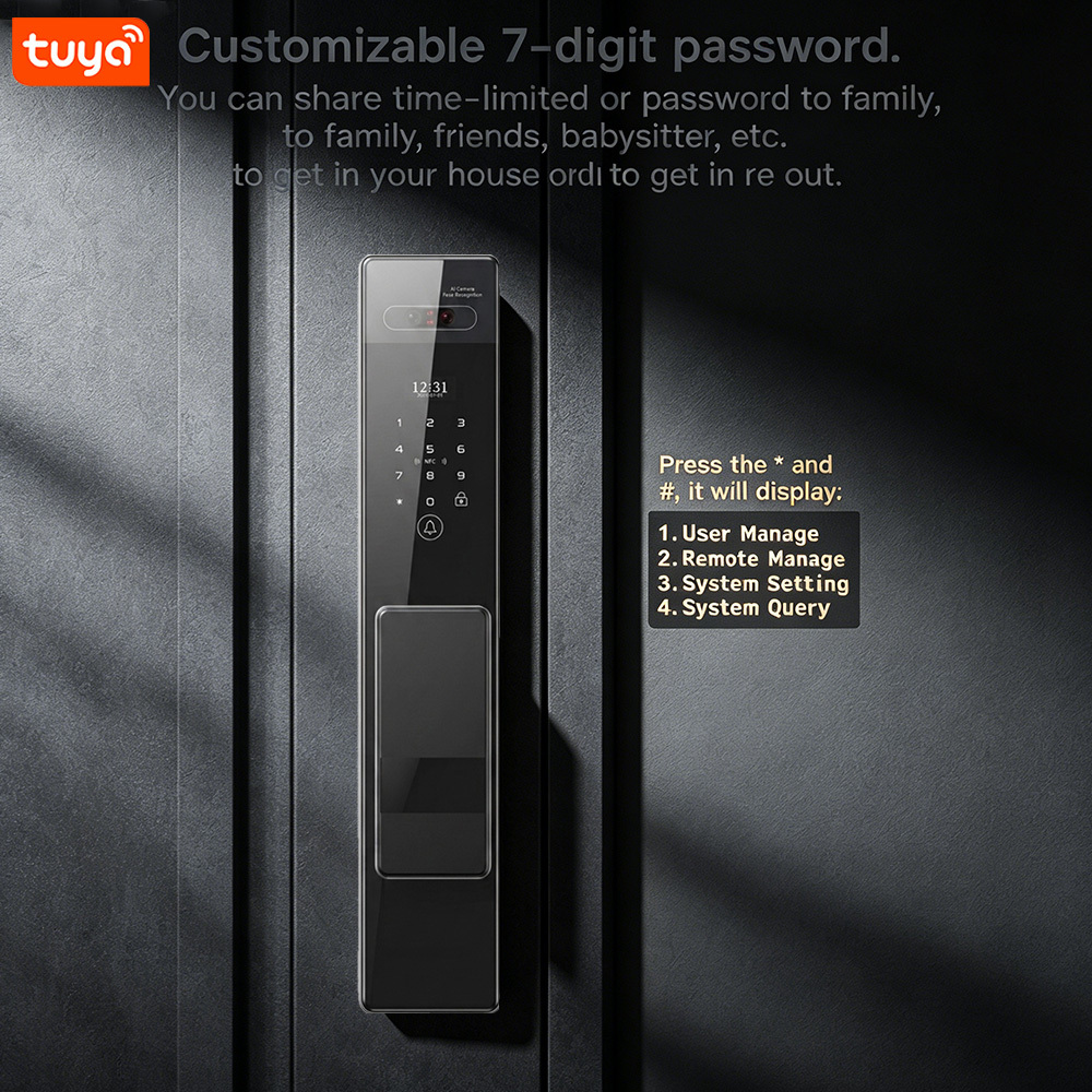Tuya WiFi Smart Lock 3D Face Recognition Unlck Remote APP Control for Residential Entrance Doors and Hotels · image 5