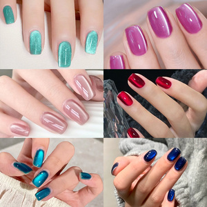 288 <span class=keywords><strong>faux</strong></span> ongles à presser, rouge et bleu, effet œil de chat, forme cercueil moyenne, style français coloré, courts, ronds, carrés, brillants et pailletés - Product Image 5