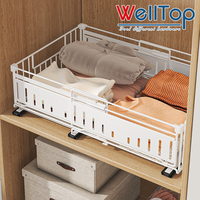 Organisateur de placard extensible WELLTOP, largeur réglable, panier coulissant pour épices, tiroir pour cuisine, garde-manger, bouteilles