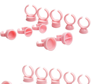 100pcs Pink Plastic Glue Rings Cup Container for Eyelash Extension Adhesive Holding - Product Image 4