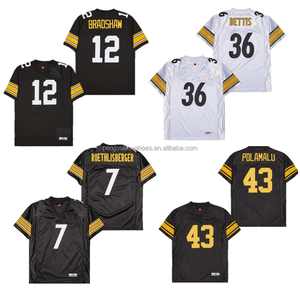 En iyi kalite #43 Troy Troy malu #12 Terry Bradshaw #36 Jerome Bettis #7 Ben Roethlisberger gerileme amerikan futbolu Jersey - Product Image 1