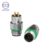 Connecteur circulaire étanche Lshitech M12 IP67 à 6/7/8 broches, mâle, avec écrou de verrouillage frontal, en cuivre, pour communication de données, qualité industrielle