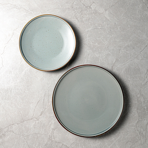 <span class=keywords><strong>Assiette</strong></span> Coupé en Céramique <span class=keywords><strong>Gris</strong></span> <span class=keywords><strong>Clair</strong></span> avec Glaçure Réactive, Qualité Commerciale, Personnalisable avec LOGO, en Porcelaine Fine, pour Restaurant - Product Image 4