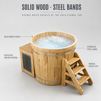 Baignoire froide en bois pour le bien-être en plein air avec système de refroidissement à contrôle de température pour la récupération sportive, baignoire à glace