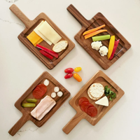 Plateau de service rectangulaire moderne en bambou naturel pour aliments, boissons, décoration, maison, cuisine, salle de bain, table basse, lit