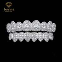 Nouvel Arrivage Grillz pour dents en Argent Sterling 925 et Moissanite, 8 sur 8, Grillz dentaire personnalisé entièrement pavé, style Hip Hop, certifié testeur