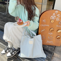 Sac fourre-tout de shopping grande capacité, disponible en plusieurs couleurs, motif rayé uni bio, vente en gros
