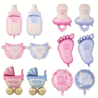 Ballons en aluminium pour fête prénatale garçon ou fille, en forme de biberon, de couche, d'empreinte de pied et de poussette, pour révélation du sexe et décoration de fête de nouveau-né