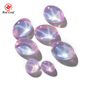 Redleaf tổng hợp Sao <span class=keywords><strong>Ruby</strong></span> Sapphire Sáu-Ray Starlight Loose đá quý hình bầu dục phẳng dưới Cabochon Loose đá quý Corundum - Product Image 4