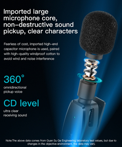 KR13 Yesido Microphone sans fil portable à réduction de bruit, transmission sans fil, prise de son à 360°, port de transmission Type-C, 2 micros MEMS sans fil - Product Image 3