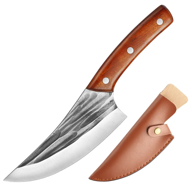 Sıcak satış et sebze kesici mutfak bıçakları profesyonel kemik kaldırma kesme et paslanmaz çelik dövme şef bıçağı