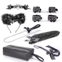 Meilleure Vente Kit de Bondage SM Coloré en Cuir PU, Fouets de Fessée, Jeu de Rôle Coquin, Fétiche Esclave, Chaîne de Chien, Menottes, Anal
