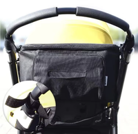 Sac de rangement multifonctionnel pour poussette, sac de rangement avec fermeture à glissière, grande capacité, léger