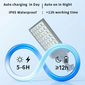 ไฟถนนโซลาร์เซลล์กลางแจ้งกันน้ำ สว่างพิเศษ IP65 SMD 5730 216LED ไฟส่องถนน รีโมทคอนโทรล ใช้สำหรับถนน มุมลำแสง 270 องศา - Product Image 4