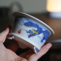 Pot à Bonsaï en Céramique Glacée Rond de 10*5 cm pour la Maison, Style Classique/Moderne