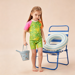 <span class=keywords><strong>Maillot</strong></span> <span class=keywords><strong>de</strong></span> <span class=keywords><strong>bain</strong></span> une pièce UPF 50+ à manches courtes pour petites filles, séchage rapide, design haute visibilité, sécurité garantie, été, plage, piscine - Product Image 2