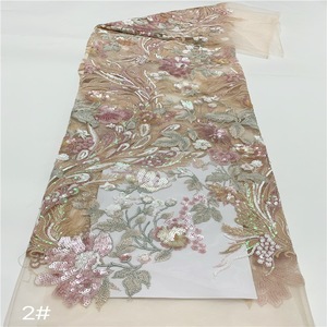 Tela <span class=keywords><strong>de</strong></span> Poliéster/Metalizada con Lentejuelas y Bordado <span class=keywords><strong>de</strong></span> Flores Grandes <span class=keywords><strong>para</strong></span> Accesorios <span class=keywords><strong>de</strong></span> Boda - Product Image 2