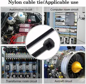 Lot de 100 attaches de câble en Nylon à fermeture éclair autobloquantes de 12 pouces 200 pièces noires