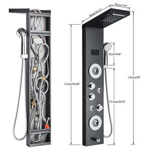 Panel de Ducha de Lluvia Negro Moderno con Masaje, Panel de Ducha Inteligente de Acero Inoxidable con Cabezal de Ducha LED - Product Image 6