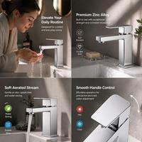 Robinet de lavabo monotrou à montage sur plancher, finition chromée, en alliage de zinc, avec cartouche céramique, pour salle de bain